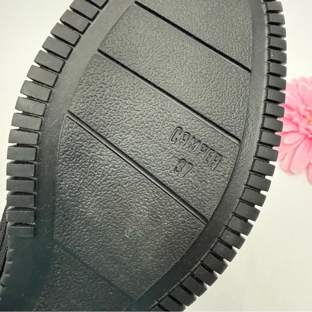 Camper Pix Ribbed Tencel Lyocell Ankle Boots Black